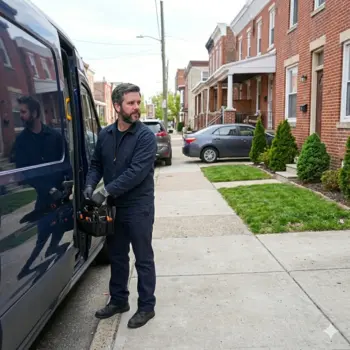 Locksmith arriving at Mayfair neighborhood home in Northeast Philadelphia